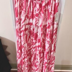 Pink Tie-Dye Maxi Skirt